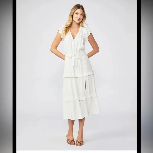 Paige Flutter-Sleeve Tiered Dress - Picture 7 of 8